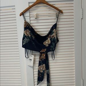 Floral Navy Tie Back Top